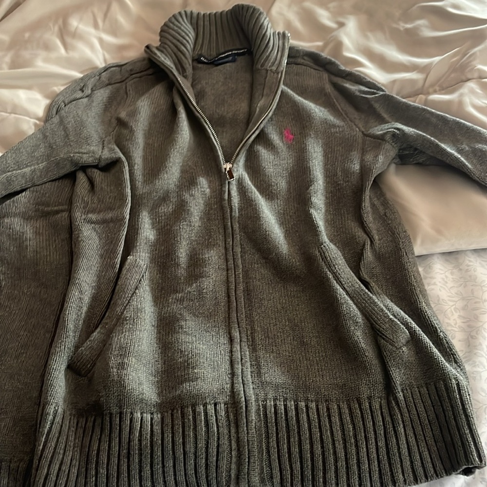 Ralph Lauren Gray Sweater with Pink Logo - Picture 3 of 6